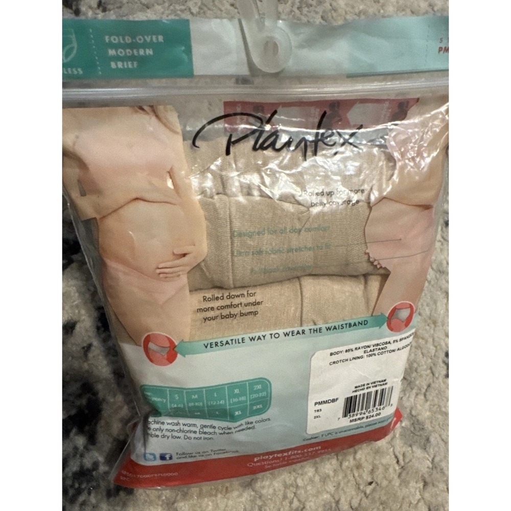 PLAYTEX 3 Pack Beige/Black Maternity Briefs Flex Fit Roll Down New